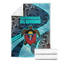 Antigua and Barbuda Sea Turtle Blanket with Tribal Mandala Design with Ocean Waves and National Flag - Wonder Print Shop
