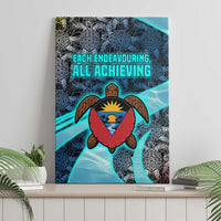 Antigua and Barbuda Sea Turtle Canvas Wall Art with Tribal Mandala Design with Ocean Waves and National Flag - Wonder Print Shop