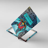 Antigua and Barbuda Sea Turtle Canvas Wall Art with Tribal Mandala Design with Ocean Waves and National Flag - Wonder Print Shop