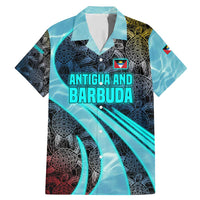 Antigua and Barbuda Sea Turtle Family Matching Mermaid Dress and Hawaiian Shirt with Tribal Mandala Design with Ocean Waves and National Flag - Wonder Print Shop