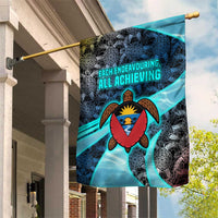 Antigua and Barbuda Sea Turtle Garden Flag with Tribal Mandala Design with Ocean Waves and National Flag - Wonder Print Shop