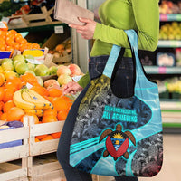 Antigua and Barbuda Sea Turtle Grocery Bag with Tribal Mandala Design with Ocean Waves and National Flag - Wonder Print Shop