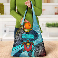 Antigua and Barbuda Sea Turtle Grocery Bag with Tribal Mandala Design with Ocean Waves and National Flag - Wonder Print Shop