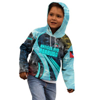 Antigua and Barbuda Sea Turtle Kid Hoodie with Tribal Mandala Design with Ocean Waves and National Flag - Wonder Print Shop