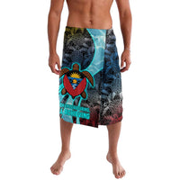 Antigua and Barbuda Sea Turtle Lavalava with Tribal Mandala Design with Ocean Waves and National Flag - Wonder Print Shop