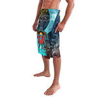 Antigua and Barbuda Sea Turtle Lavalava with Tribal Mandala Design with Ocean Waves and National Flag - Wonder Print Shop