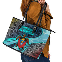 Antigua and Barbuda Sea Turtle Leather Tote Bag with Tribal Mandala Design with Ocean Waves and National Flag - Wonder Print Shop