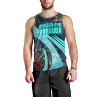 Antigua and Barbuda Sea Turtle Men Tank Top with Tribal Mandala Design with Ocean Waves and National Flag - Wonder Print Shop