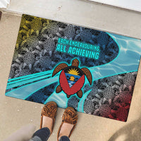 Antigua and Barbuda Sea Turtle Rubber Doormat with Tribal Mandala Design with Ocean Waves and National Flag - Wonder Print Shop