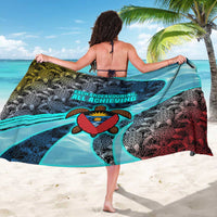 Antigua and Barbuda Sea Turtle Sarong with Tribal Mandala Design with Ocean Waves and National Flag - Wonder Print Shop
