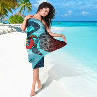 Antigua and Barbuda Sea Turtle Sarong with Tribal Mandala Design with Ocean Waves and National Flag - Wonder Print Shop