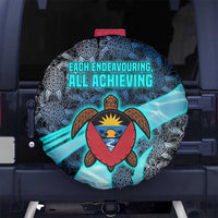 Antigua and Barbuda Sea Turtle Spare Tire Cover with Tribal Mandala Design with Ocean Waves and National Flag - Wonder Print Shop