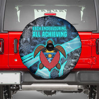 Antigua and Barbuda Sea Turtle Spare Tire Cover with Tribal Mandala Design with Ocean Waves and National Flag - Wonder Print Shop