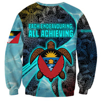 Antigua and Barbuda Sea Turtle Sweatshirt with Tribal Mandala Design with Ocean Waves and National Flag - Wonder Print Shop