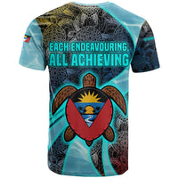 Antigua and Barbuda Sea Turtle T Shirt with Tribal Mandala Design with Ocean Waves and National Flag - Wonder Print Shop