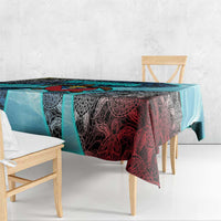 Antigua and Barbuda Sea Turtle Tablecloth with Tribal Mandala Design with Ocean Waves and National Flag - Wonder Print Shop
