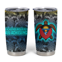 Antigua and Barbuda Sea Turtle Tumbler Cup with Tribal Mandala Design with Ocean Waves and National Flag - Wonder Print Shop