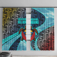 Antigua and Barbuda Sea Turtle Window Curtain with Tribal Mandala Design with Ocean Waves and National Flag - Wonder Print Shop