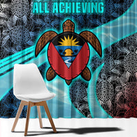 Antigua and Barbuda Sea Turtle Window Curtain with Tribal Mandala Design with Ocean Waves and National Flag - Wonder Print Shop