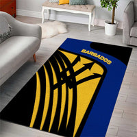 Barbados Flag and Coat of Arms Area Rug Blue Yellow Black Design with National Symbols - Wonder Print Shop