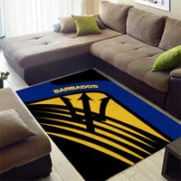 Barbados Flag and Coat of Arms Area Rug Blue Yellow Black Design with National Symbols - Wonder Print Shop