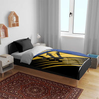 Barbados Flag and Coat of Arms Bedding Set Blue Yellow Black Design with National Symbols - Wonder Print Shop