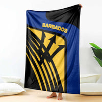 Barbados Flag and Coat of Arms Blanket Blue Yellow Black Design with National Symbols - Wonder Print Shop