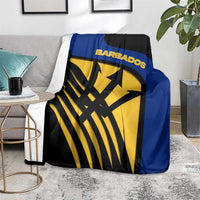 Barbados Flag and Coat of Arms Blanket Blue Yellow Black Design with National Symbols - Wonder Print Shop