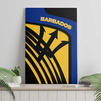 Barbados Flag and Coat of Arms Canvas Wall Art Blue Yellow Black Design with National Symbols - Wonder Print Shop