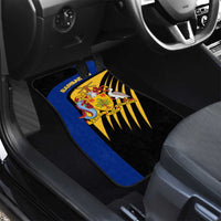 Barbados Flag and Coat of Arms Car Mats Blue Yellow Black Design with National Symbols - Wonder Print Shop