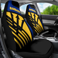 Barbados Flag and Coat of Arms Car Seat Cover Blue Yellow Black Design with National Symbols - Wonder Print Shop