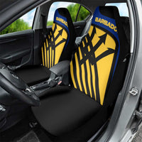 Barbados Flag and Coat of Arms Car Seat Cover Blue Yellow Black Design with National Symbols - Wonder Print Shop