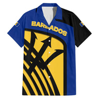 Barbados Flag and Coat of Arms Family Matching Mermaid Dress and Hawaiian Shirt Blue Yellow Black Design with National Symbols - Wonder Print Shop