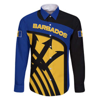 Barbados Flag and Coat of Arms Family Matching Puletasi and Hawaiian Shirt Blue Yellow Black Design with National Symbols - Wonder Print Shop