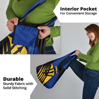 Barbados Flag and Coat of Arms Grocery Bag Blue Yellow Black Design with National Symbols - Wonder Print Shop