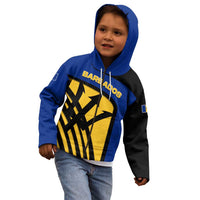 Barbados Flag and Coat of Arms Kid Hoodie Blue Yellow Black Design with National Symbols - Wonder Print Shop