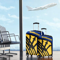 Barbados Flag and Coat of Arms Luggage Cover Blue Yellow Black Design with National Symbols - Wonder Print Shop