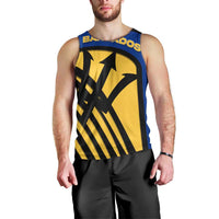 Barbados Flag and Coat of Arms Men Tank Top Blue Yellow Black Design with National Symbols - Wonder Print Shop
