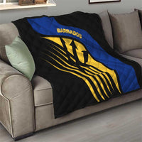 Barbados Flag and Coat of Arms Quilt Blue Yellow Black Design with National Symbols - Wonder Print Shop
