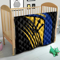 Barbados Flag and Coat of Arms Quilt Blue Yellow Black Design with National Symbols - Wonder Print Shop