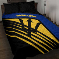 Barbados Flag and Coat of Arms Quilt Bed Set Blue Yellow Black Design with National Symbols - Wonder Print Shop