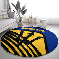 Barbados Flag and Coat of Arms Round Carpet Blue Yellow Black Design with National Symbols - Wonder Print Shop
