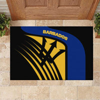 Barbados Flag and Coat of Arms Rubber Doormat Blue Yellow Black Design with National Symbols - Wonder Print Shop