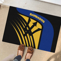 Barbados Flag and Coat of Arms Rubber Doormat Blue Yellow Black Design with National Symbols - Wonder Print Shop