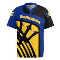 Barbados Flag and Coat of Arms Rugby Jersey Blue Yellow Black Design with National Symbols - Wonder Print Shop