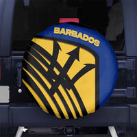 Barbados Flag and Coat of Arms Spare Tire Cover Blue Yellow Black Design with National Symbols - Wonder Print Shop