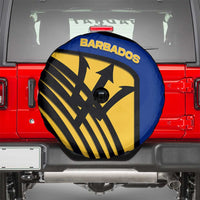 Barbados Flag and Coat of Arms Spare Tire Cover Blue Yellow Black Design with National Symbols - Wonder Print Shop