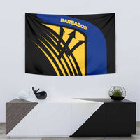 Barbados Flag and Coat of Arms Tapestry Blue Yellow Black Design with National Symbols - Wonder Print Shop