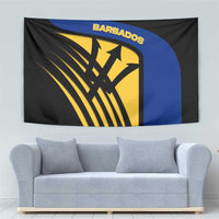 Barbados Flag and Coat of Arms Tapestry Blue Yellow Black Design with National Symbols - Wonder Print Shop