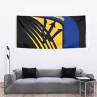 Barbados Flag and Coat of Arms Tapestry Blue Yellow Black Design with National Symbols - Wonder Print Shop